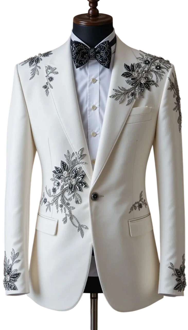 Men's custom white designer suit